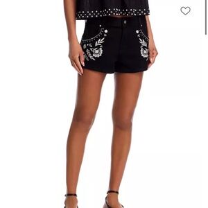 Aqua x Ava Philippe Black Embroidered Women's Shorts
